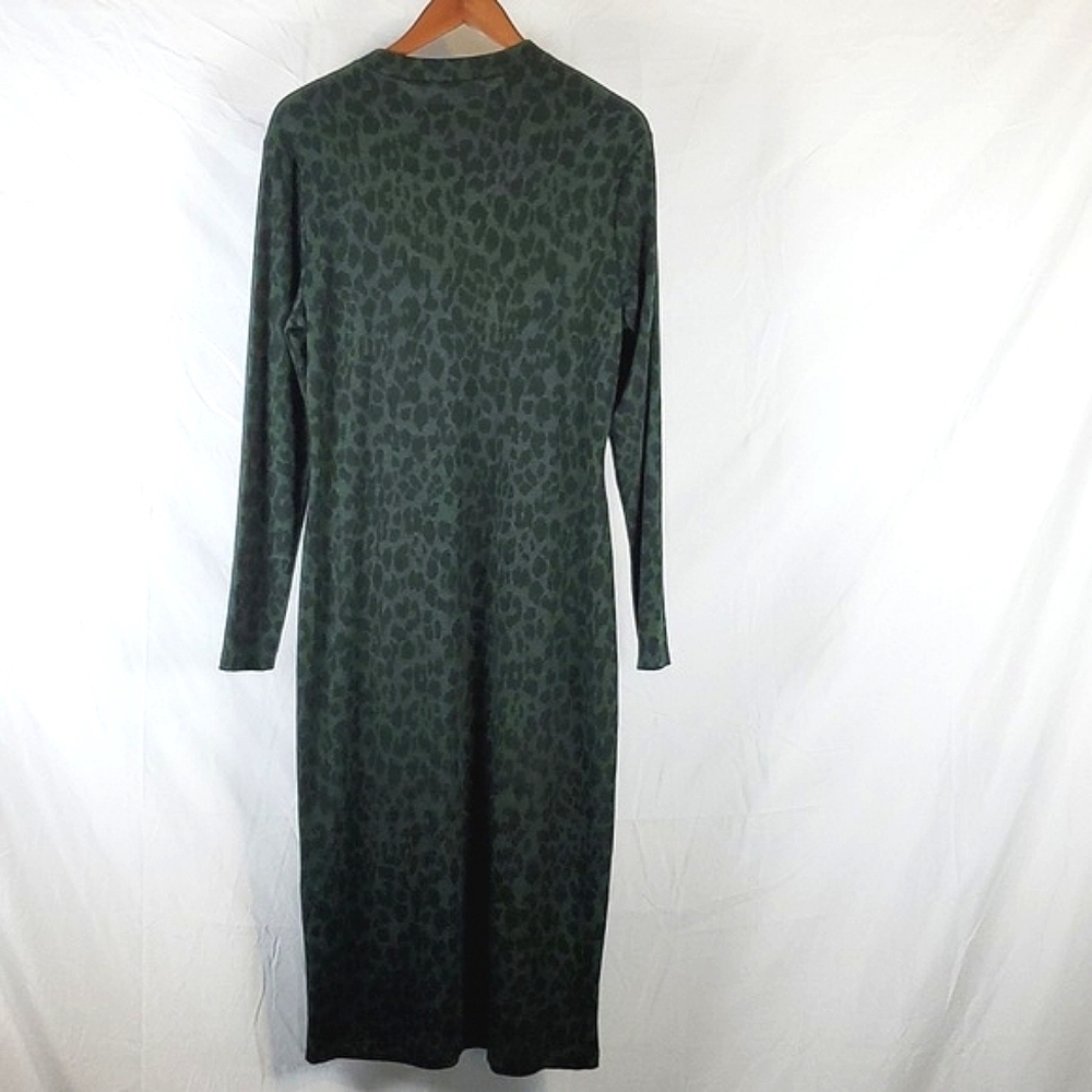 Whistles Animal Jersey Dress Green Leopard Print - Picture 8 of 10